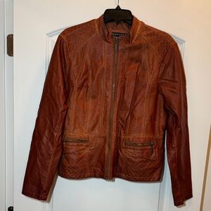Bernardo XL Cognac Vegan Leather Jacket